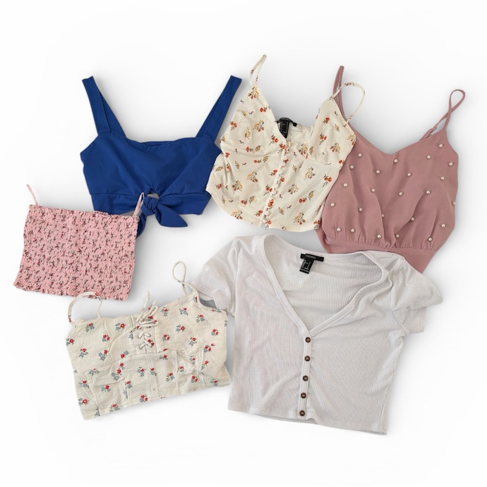 SHEIN/forever 21 Bundle 6 tops cropped 1 tube top 1 corset mixed prints/solid